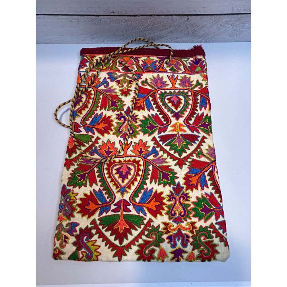 Handmade Ecuador Tapestry Pouch Shoulder Bag Woven Folk Art Boho 10x7in
